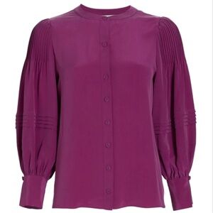 Joie Purple Silk Button-Front Top Blouse